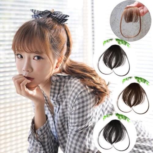 Fake Blunt Air Bangs Hair Extensions Synthetic Fake Hair Piece Clip In Extension Synthetic Fake Fringe Natural False Hairpiece