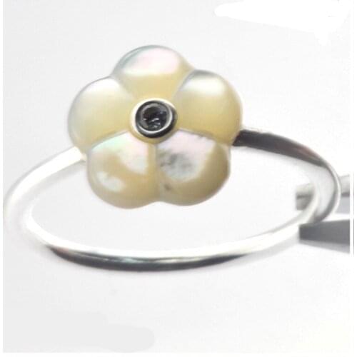 Luminous Floras Silver Rings for Women Simple Style 925 Sterling Silver Rings Jewelry White Flower Female Ring Jewelry Gifts