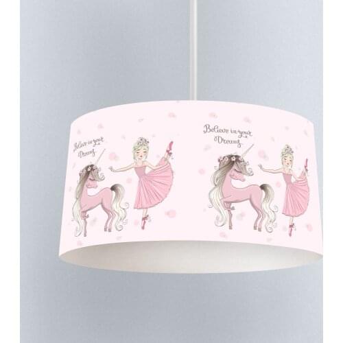Dancing Ballerina and Unicorn Boy Printing Patterned Kids Baby Room Bedroom Light Pendant Lamp Chandelier