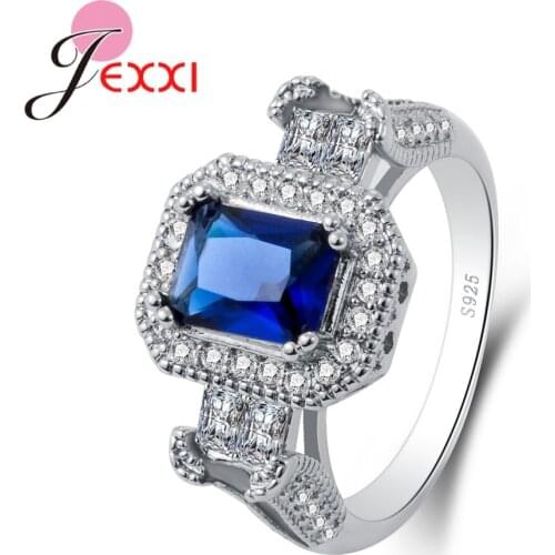 New Arricval Neutral Style Finger Ring Classic Square Cut Crystal Stone 925 Sterling Silver SilverJewelry Party Wear Bijoux