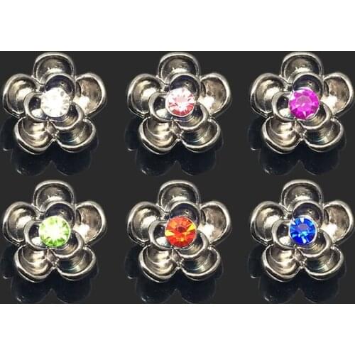 Wholesale Interchangeable Flower 015 Rhinestones Metal Snap Buttons Fit 12mm Snap button bracelets Earrings necklace For women