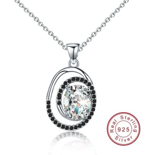 New Silver Necklace 100% Real 925 Sterling Silver Fine Jewelry Trendy Topaz Engagement Necklaces for Women Wedding Pendants P108
