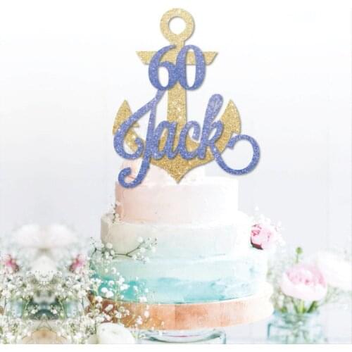Custom Anchor glitter cake topper, Gold Anchor cake topper personalised, Anchor, Sail, Nautical, any name, Any age Dessert tooth