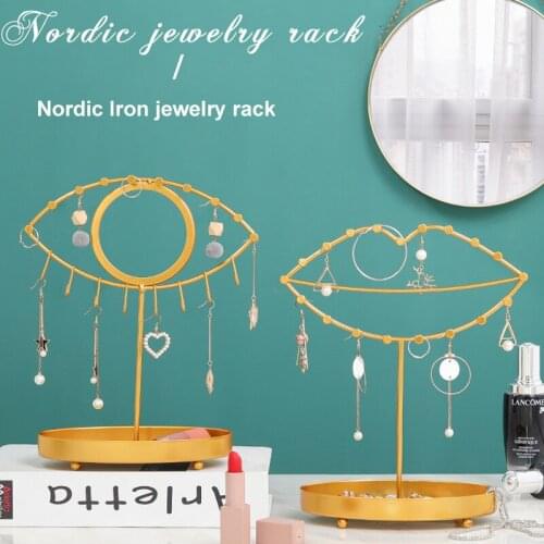 Wrought Iron Jewelry Bracket Holder Rack Desktop Earrings Necklaces Jewelry Storage Organizer Ear Studs Display For Home Bedroom
