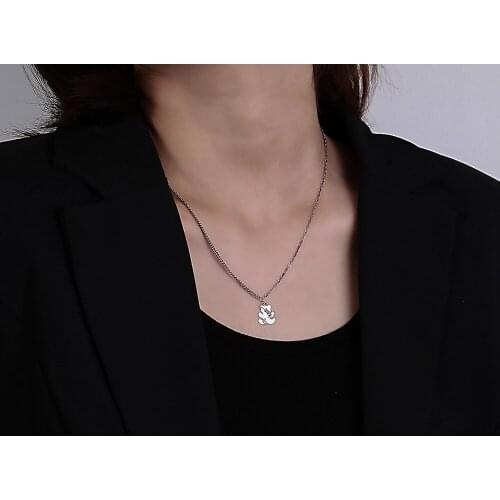S925 Sterling Silver Necklace Pendant Retro Fashion Cute Bear Temperament Personality INS Cold Wind Neck Jewelry
