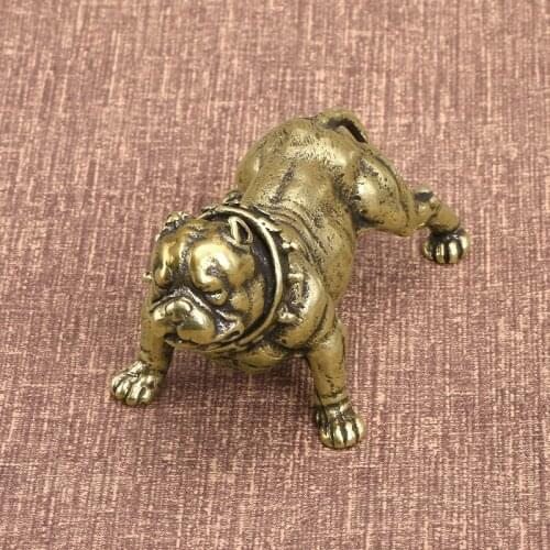 Pure Copper Bully Dog Statue For Home Desktop Decoration Brass Animal Sculpture Antique Office Figurines Miniatures Ornaments