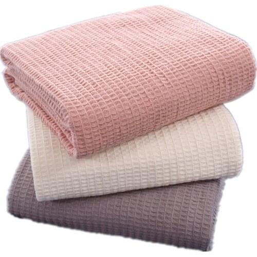 Pure Cotton Quilt Women Wrap Blanket Waffle Blanket for Bed Sofa Cover Plain Quilt Towel Travel Throw Blanket Casual Nap Blanket