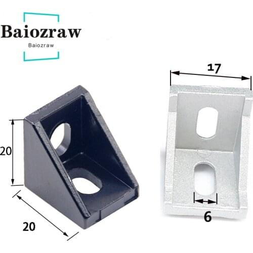 2020 Corner Fitting Angle Aluminum 20 X 20 X17mm Connector Bracket Fastener Match EU 2020 Industrial Aluminum Profile 10pcs