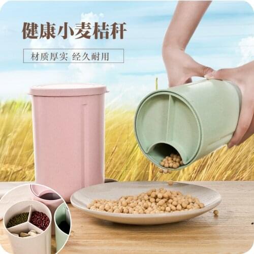 Heightened Wheat Straw Sealed Jars Plastic Snacks Storage Box Grains Storage Bottles