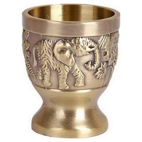 Seiko Carving Brass Wine Cup Thickened Pure Copper Small cup of Retro copper Tableware