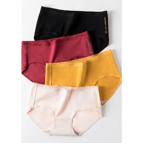 3Pcs Women Panties Lady Soft Cotton Underwear Girls Breathable Seamless Mid Waist Briefs Women Cute Sexy Lingerie Intimates New