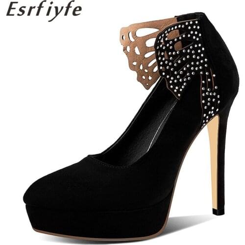 ESRFIYFE 2019 New Llarge Size 32-50 Spring/Autumn Women Pumps Sexy 13 Cm High Heel Temperament High-heeled Shoes Wedding Pumps