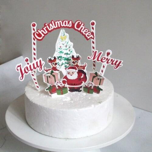 1 set New Years Cake Topper "Merry Chrismas" Cake Topper Personalized Festive Party Christmas Tree Cake Decoration Topper