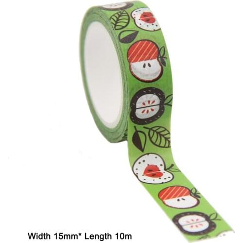 1PC 15MM*10M Green Apple Leave Washi Stickers Masking Tapes Decorative DIY Stationery office supplies kawaii washi tape