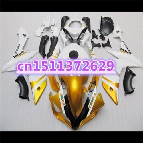 100%Fits Fairings for YZF R1 07 08 YZF-R1 07-08 gold white black YZF1000 R1 07 08 YZF R1 2007 2008 fairing kits-Dor for Yamaha