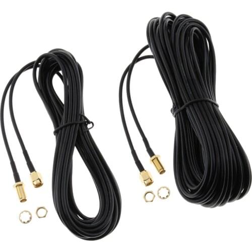 2Pcs Extensional Cable SMA Male to Female Coaxial Adapter Wi-Fi Antenna Connector RP-SMA Cable Extension RG174 - 5m/10m