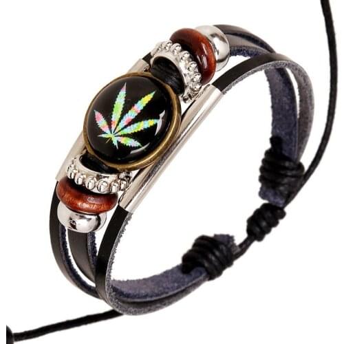 2020 new adjustable bracelets retro leather mens bracelet time gem cowhide unisex bracelet for men Clothing accessories jewelry