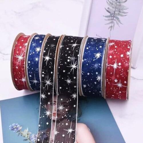 5 yards 4cm Starry Sky Yarn Organza Stain Ribbon for Flower Gift Box Packaging Diy Craft Headdress Bow Clothing Sewing Belts