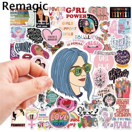 50pcs Inspirational Feminist Women Cartoon Children Stickers Skateboard Guitar Suitcase Waterproof scrapbooking Sticker Kid Toy
