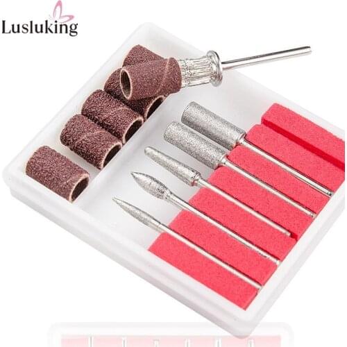 6Pcs/box Nail Art Supplies Electric Drill Bits File Standing Grinding Head Sand Replacement Polish Machine Set Kit Manicure Tool