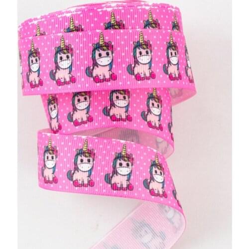 9mm/16mm/22mm/25mm/38mm/75mm Pink unicorn print grosgrain ribbon 10/25/50yards DIY gift wrap sewing wedding decor ribbon