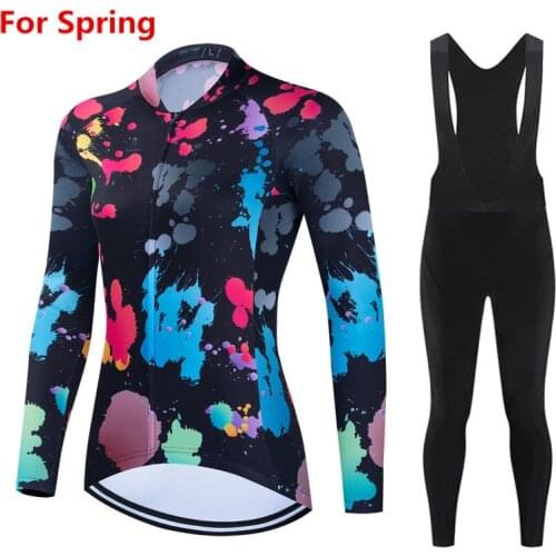 Cycling Jerseys 2021 Womens Spring Autumn Long Sleeve Cycling Clothing Bike Uniform Bike Jersey Set MTB Ropa Ciclismo Triathlon