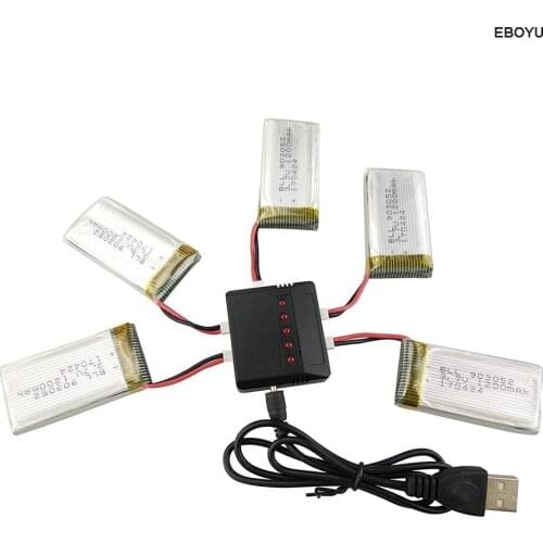EBOYU 5pcs * 3.7V 1200mah 25C Lipo Battery+1 to 5 Balance Charger for SYMA X5SW X5SC X5S X5SC-1 M18 H5P RC Quadcopter Drone