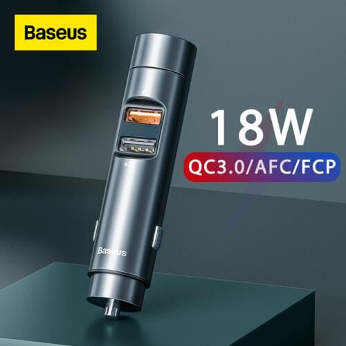 Baseus FM Modulator Transmitter Bluetooth 5.0 Car Handsfree Kit 18W PPS Dual USB Car Charger Wireless FM Radio MP3 Player