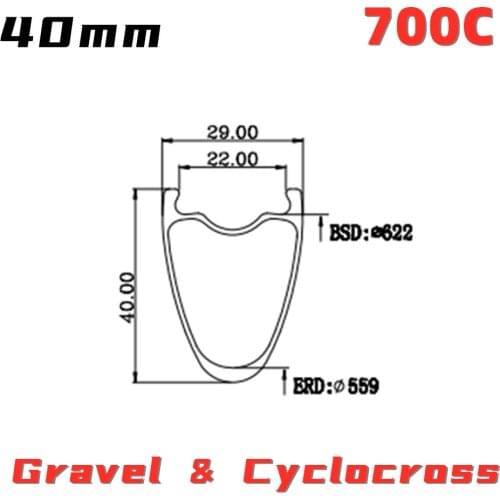 HULKWHEELS 700C Gravel Cyclocross Disc Brake Carbon Fiber Rim 390g light weight 40mm*29mm Tubeless Road Bike Rim Bicycle Wheel