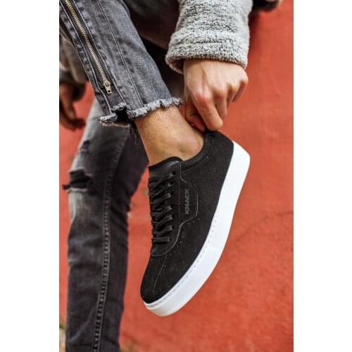 KNACK Black Daily Shoes Van for Men 060 White Bottom Suede Rubber Lace-up Fall & Spring Comfortable Outdoor Casual Sneaker Gel Venus Footwear Fast and Free Shipping High Quality Fabric