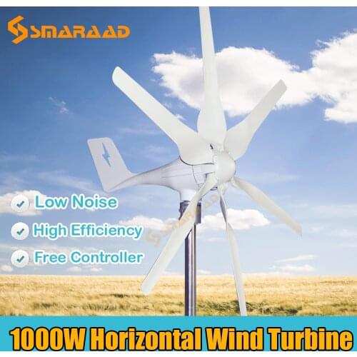 Low Noise 1000w Wind Turbine Generator Free Energy 12v 24v 48v Small Windmill MPPT Controller Small Mill Homeuse Street Lamps