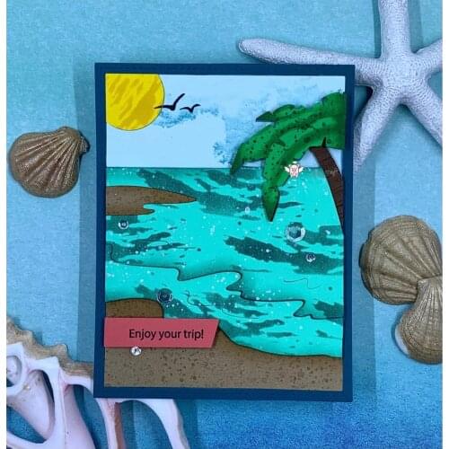 Mmao Crafts Metal Steel Cutting Dies Summer vacation frame Stencil For DIY Scrapbooking Paper/photo Cards Embossing Dies