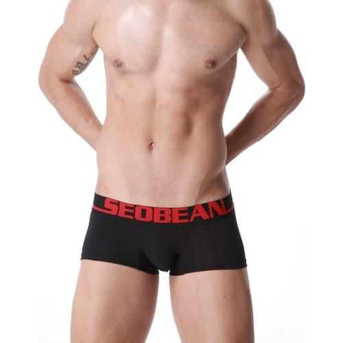 Hot!brand SEOBEAN Mens gay underwear add flocking thin mens cotton boxers soft mens underpants sexy boxer shorts for men