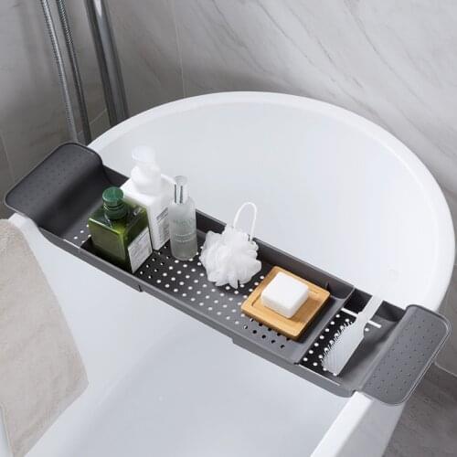 MeyJig Bathtub Storage Rack Bath Tray Shelf Shower Tub Bathroom Tools Makeup Towel Organizer Plastic Kitchen Sink Drain Holder
