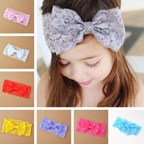 1Pc Lovely Baby Lace Bowknot Headband Baby Girls Hair Bow Knot Head Band Infant Bows Headwear Hairband Headwrap Floral Headbands