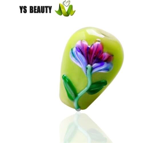 Manufacturer direct lamp worker coloured glaze beads fan-shaped flower hand-painted glass beads DIY handmade creative glass wove
