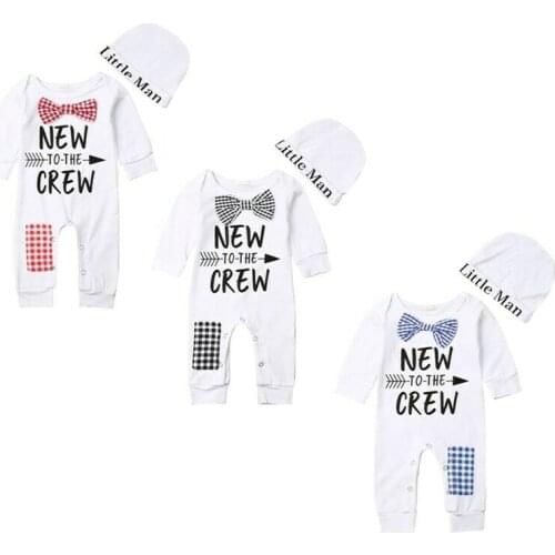 2020 Pudcoco Newborn Baby Boys Cotton Romper+Little Man Hat Jumpsuit Clothes Arrow Outfits