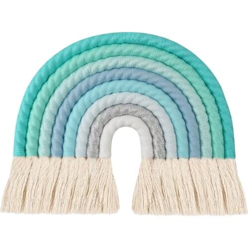 Rainbow Wall Hanging Ornament Handmade Weaving Macrame Home Decoration for Nursery Kids Room Art Craft Rainbow Wall Hanging