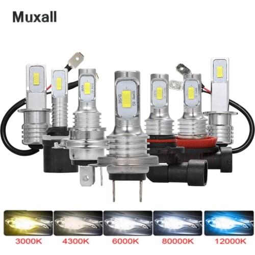 Muxall LED H7 H4 Headlight Bulbs Super Bright 12000lms H11 H3 9005 9006 9012 HB3 HB4 H1 CSP Fog Lights Turbo Lamp Lens Car Light