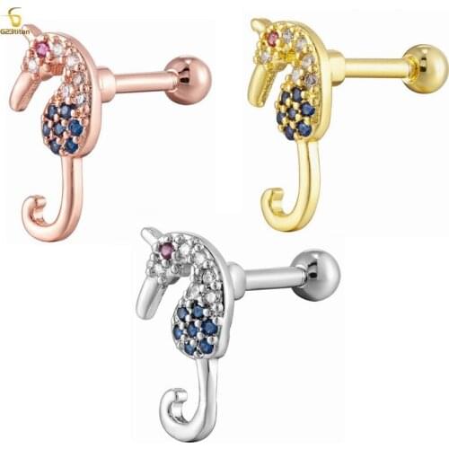 16G Stainless Steel Cartilage Cubic Zirconia Stud Earrings for Women Girls Conch Forward Helix Tragus Daith Piercing Jewelry