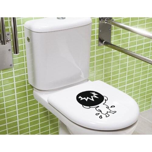 Waterproof 22*28cm Humorous Cute Bad Boy Toilet Paste Vinyl Wall Stickers Removable Bathroom Sticker Mural Home Decor Wall Decal