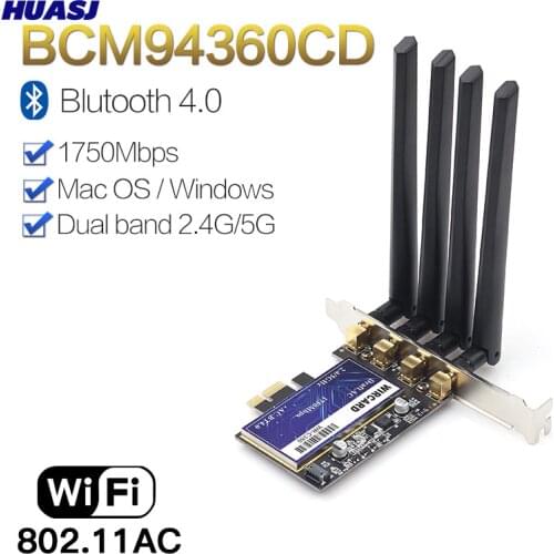 Wircard para mac os pc pci wifi cartão continuidade handoff bcm94360cd aeroporto nativo wifi bt 4.0 1750 mbps 5 ghz/2.4 ghz