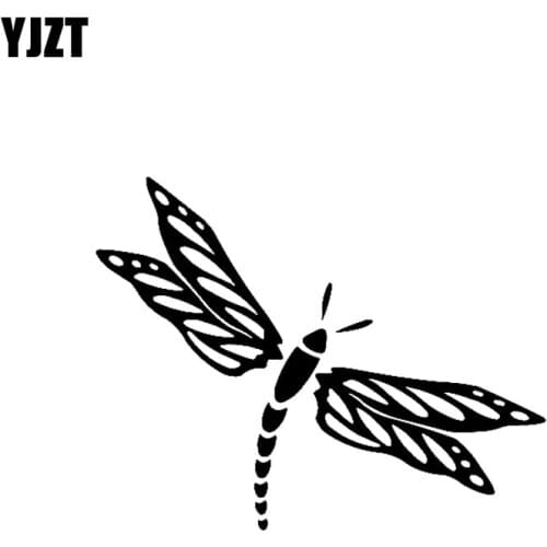 YJZT 15.2CM*11.9CM Delicate Dragonfly Cool Vinyl Decal Car Sticker Black/Silver C19-0645