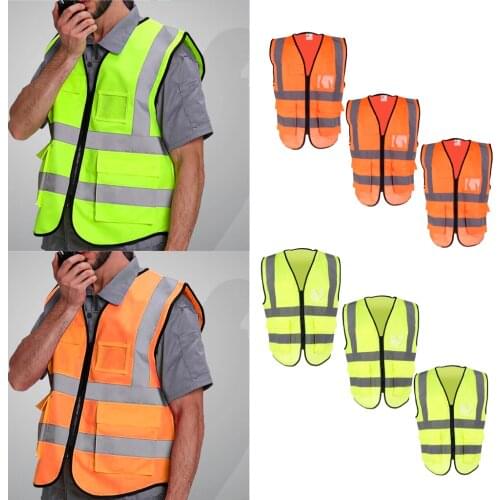 Hi-Vis Safety Vest Reflective Night Security Waistcoat Jacket Fluorescent Yellow and Orange