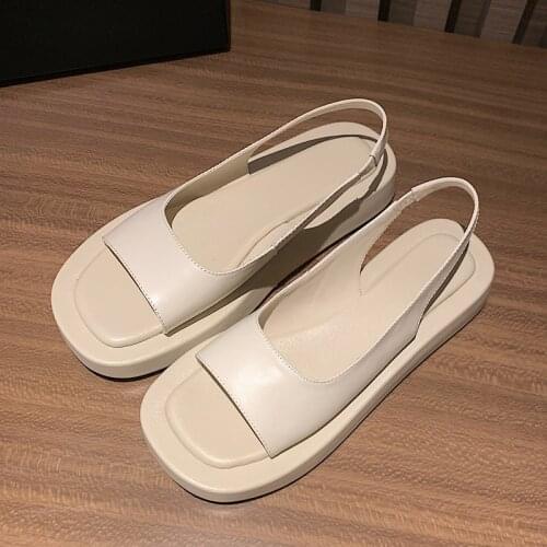 SKLFGXZY Summer Hot Sell Genuine Leather Women Sandals Roman Beach Party Shoes Prevent Slippery Non-slip Sandals