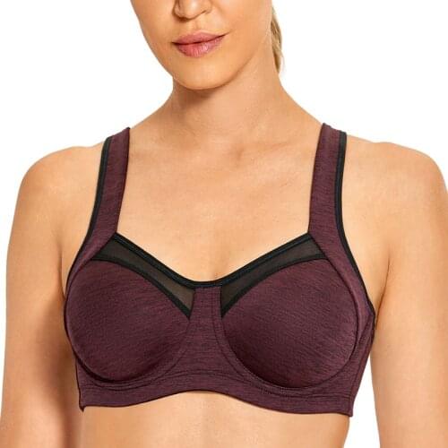 Women Active High Impact Sports Bra Full Coverage Non Padded Underwire Adjustable Full Figure Support Workout Bra 40 42 D DD E F