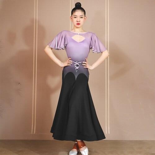 2021 New TL732 Bare Back Latin Dance Bodysuit Women Short Sleeve Patchwork Design Skirt Modern Dance Dress Latino Dancewear