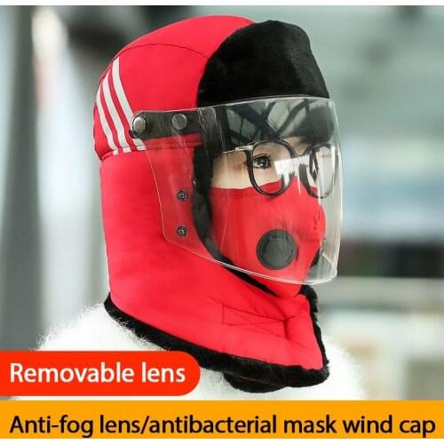 Winter Mask Windproof Glass Mutli-function Cap Abollria Cap Hats Outdoor Winter Warmer Earmuffs Riding Hat Thicken Coldproof