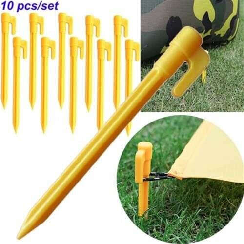 10Pcs Outdoor Travel Camping Tents Stakes Pegs Pins Trip Plastic Heavy Duty Tent Nails Fixing Tent Mat Stake Nails High Quality
