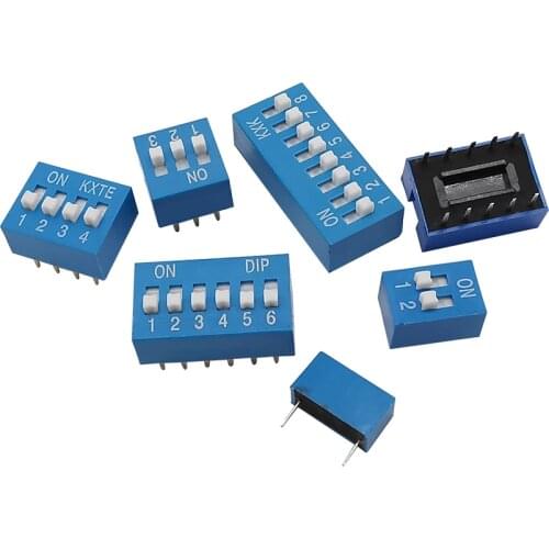 10Pcs Slide Type DIP Switch Module 1/2/3/4/5/6/7/8/10/12PIN 2.54mm Pitch Position Way Toggle Switch Blue Snap Switch Dial Switch